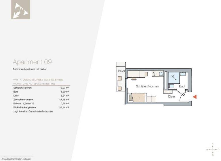 Studio zur Miete - Erstbezug 635 € 1 Zimmer 20 m² Erlangen-Süd Erlangen 91052