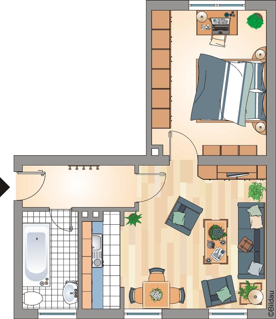 Wohnung zur Miete nur mit Wohnberechtigungsschein 186,52 € 2 Zimmer 44,7 m²<br/>Wohnfläche 2.<br/>Geschoss 22.11.2024<br/>Verfügbarkeit Walter-Wenthe-Straße 68 Grullbad Recklinghausen 45661