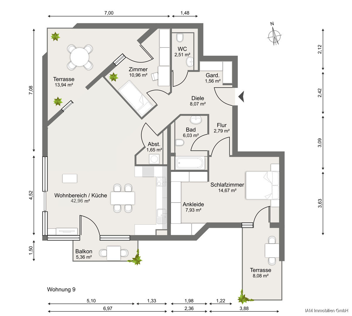 Penthouse zum Kauf 1.150.000 € 3 Zimmer 119 m²<br/>Wohnfläche Max-Beckmann-Straße 45 Sachsenhausen - Süd Frankfurt am Main / Sachsenhausen 60599