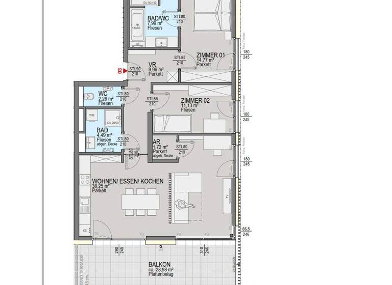 Wohnung zum Kauf 820.400 € 3 Zimmer 90,6 m² Villacher Vorstadt Klagenfurt am Wörthersee 9020