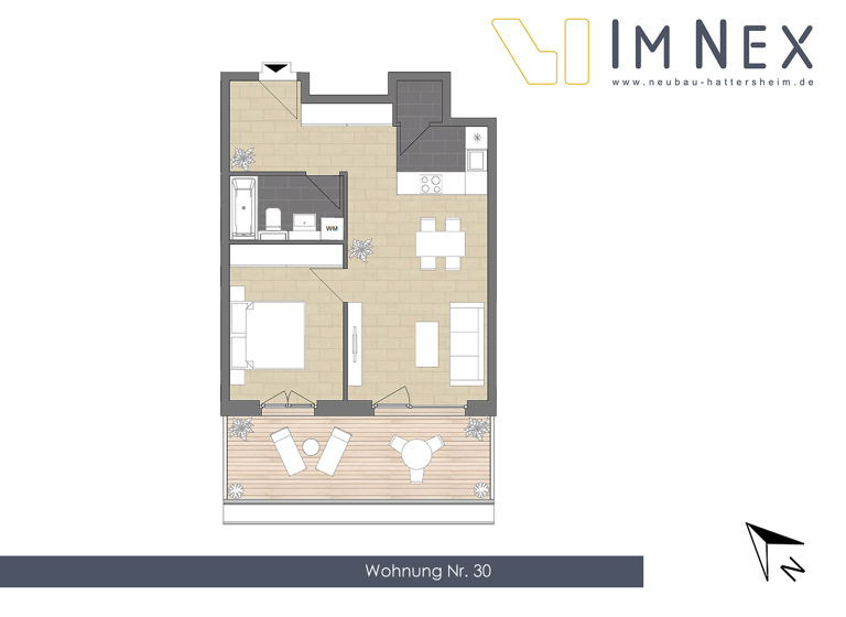 Penthouse zum Kauf - Erstbezug provisionsfrei 355.000 € 2 Zimmer 60,3 m² 2. Geschoss frei ab sofort Im Nex 5 Hattersheim 65795
