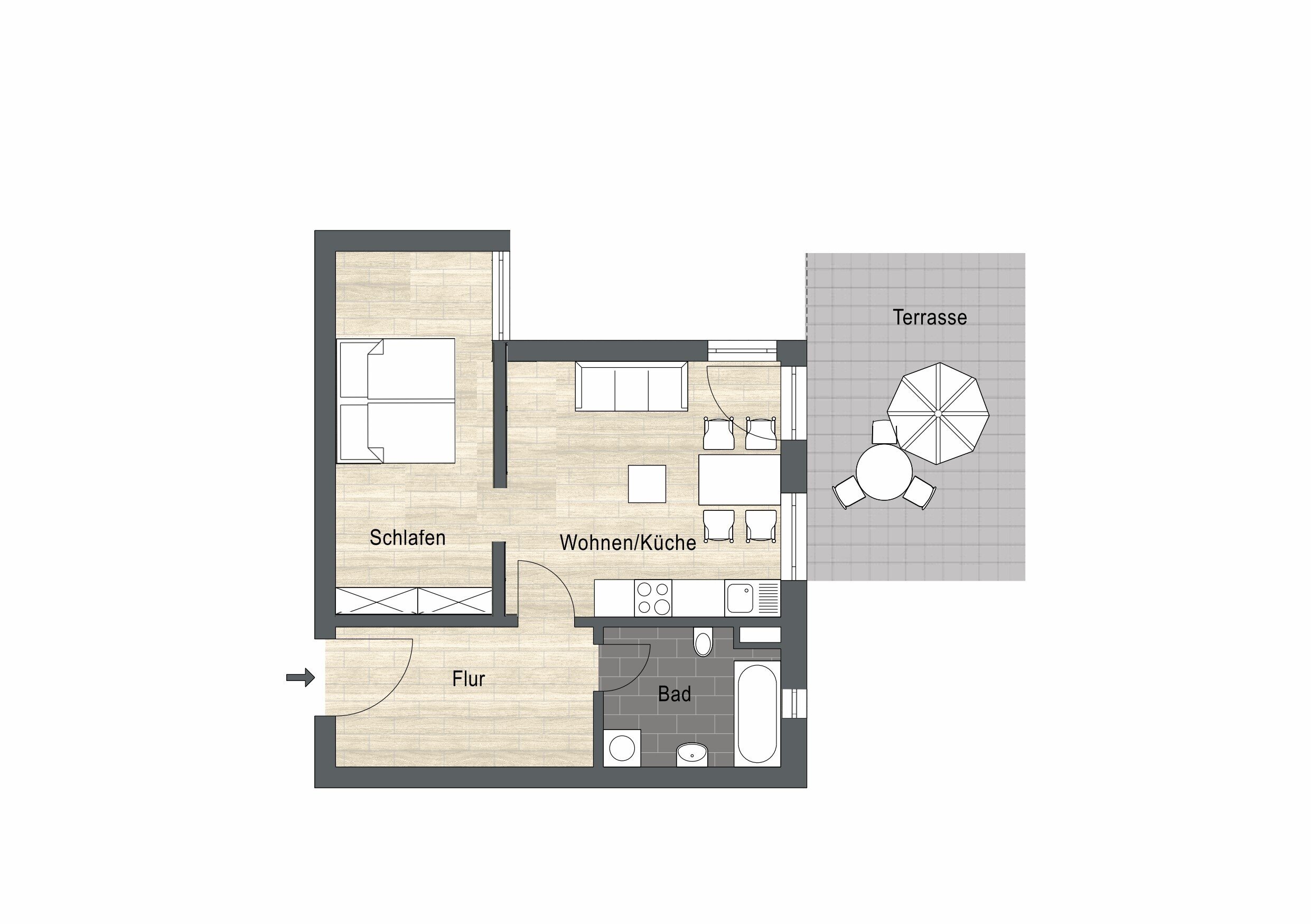 Wohnung zur Miete 640 € 2 Zimmer 44,8 m²<br/>Wohnfläche EG<br/>Geschoss Buchenstraße 18a Leipziger Vorstadt (Oberer Hecht) Dresden 01097