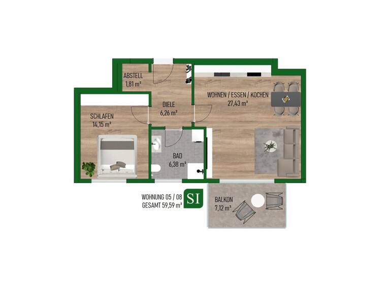 Wohnung zur Miete - Erstbezug 770 € 2,5 Zimmer 59,6 m² 1. Geschoss Laichingen 89150