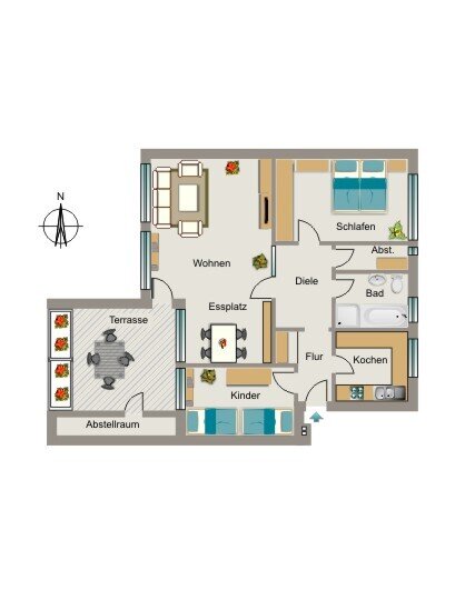 Wohnung zur Miete 628 € 3,5 Zimmer 81,4 m²<br/>Wohnfläche 3.<br/>Geschoss Auf den Flachsbeckwiesen 26 Paulusviertel Recklinghausen 45659