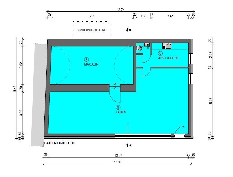 Ladenfläche zur Miete provisionsfrei 1.230 € 2 Zimmer 103 m²<br/>Verkaufsfläche Lustnau - Zentrum Tübingen 72074