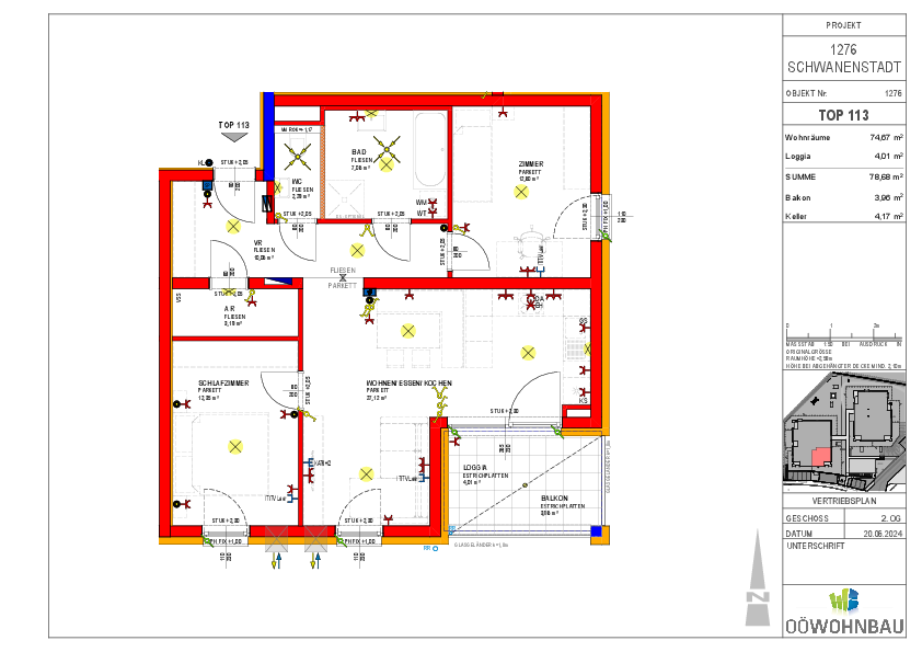 Wohnung zur Miete 836 € 3 Zimmer 74,7 m²<br/>Wohnfläche 2.<br/>Geschoss Alleehof 4 und 5 Schwanenstadt 4690