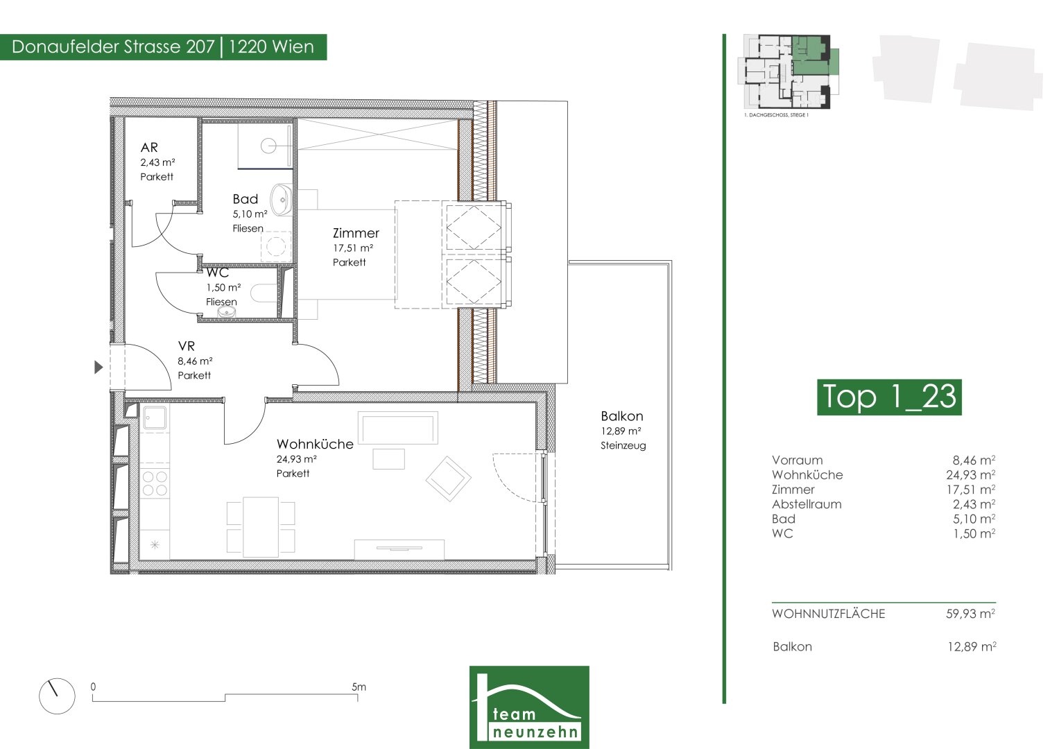 Wohnung zum Kauf 349.000 € 2 Zimmer 59,8 m²<br/>Wohnfläche 5.<br/>Geschoss Donaufelder Straße 207 Wien 1220