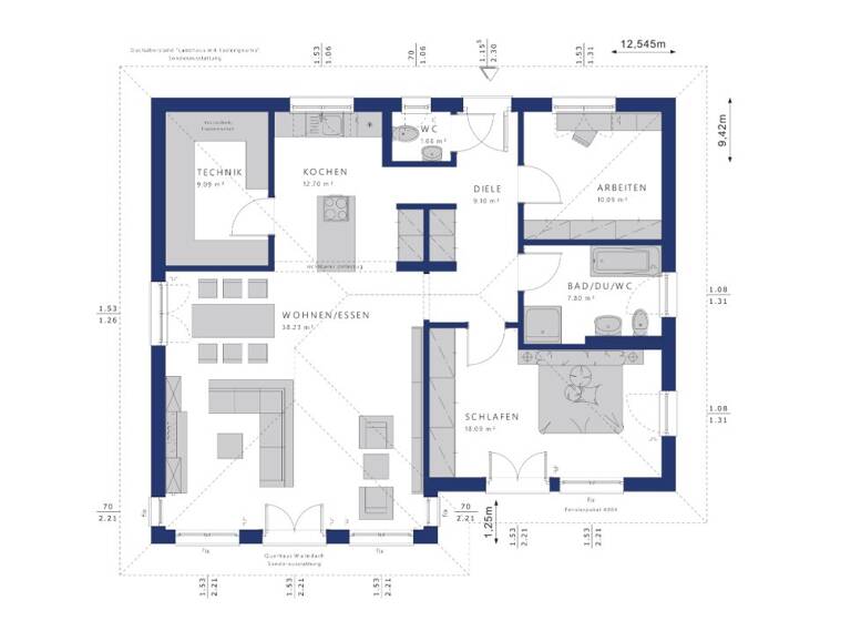 Bungalow zum Kauf provisionsfrei 405.666 € 3 Zimmer 99 m² 500 m² Grundstück Gebesee 99189