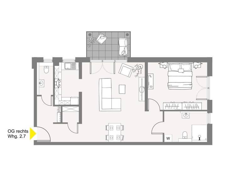 Wohnung zur Miete 1.100 € 2 Zimmer 76,9 m² 1. Geschoss Obernau Aschaffenburg 63743