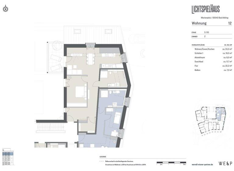 Wohnung zum Kauf - Erstbezug provisionsfrei 910.000 € 2 Zimmer 99 m² 3. Geschoss Kirchzeile 1 Bad Aibling 83043