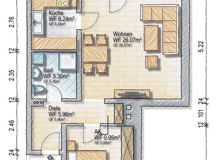Wohnung zum Kauf 210.000 € 2 Zimmer 62 m² frei ab sofort Bergerhausen Essen 45136