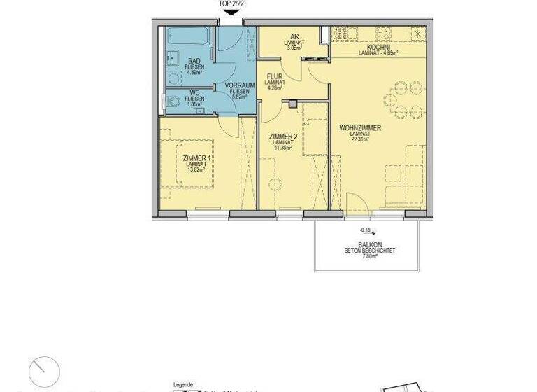 Wohnung zur Miete - Erstbezug 932 € 3 Zimmer 71,3 m² 3. Geschoss Stadionstraße Wiener Neustadt 2700