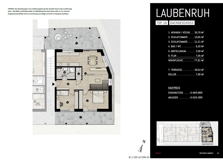 Wohnung zum Kauf - Erstbezug provisionsfrei 669.000 € 3 Zimmer 77,8 m² 2. Geschoss Amras Innsbruck 6020