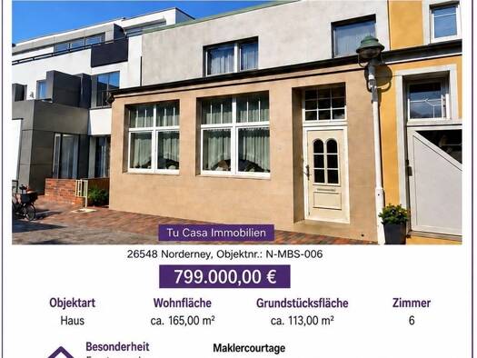 Haus zum Kauf 799.000 € 6 Zimmer 165 m² 113 m² Grundstück frei ab sofort Norderney 26548