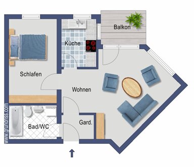 Wohnung zum Kauf provisionsfrei 149.000 € 2 Zimmer 49 m² EG Schießrainweg 12 Weil der Stadt Weil der Stadt 71263