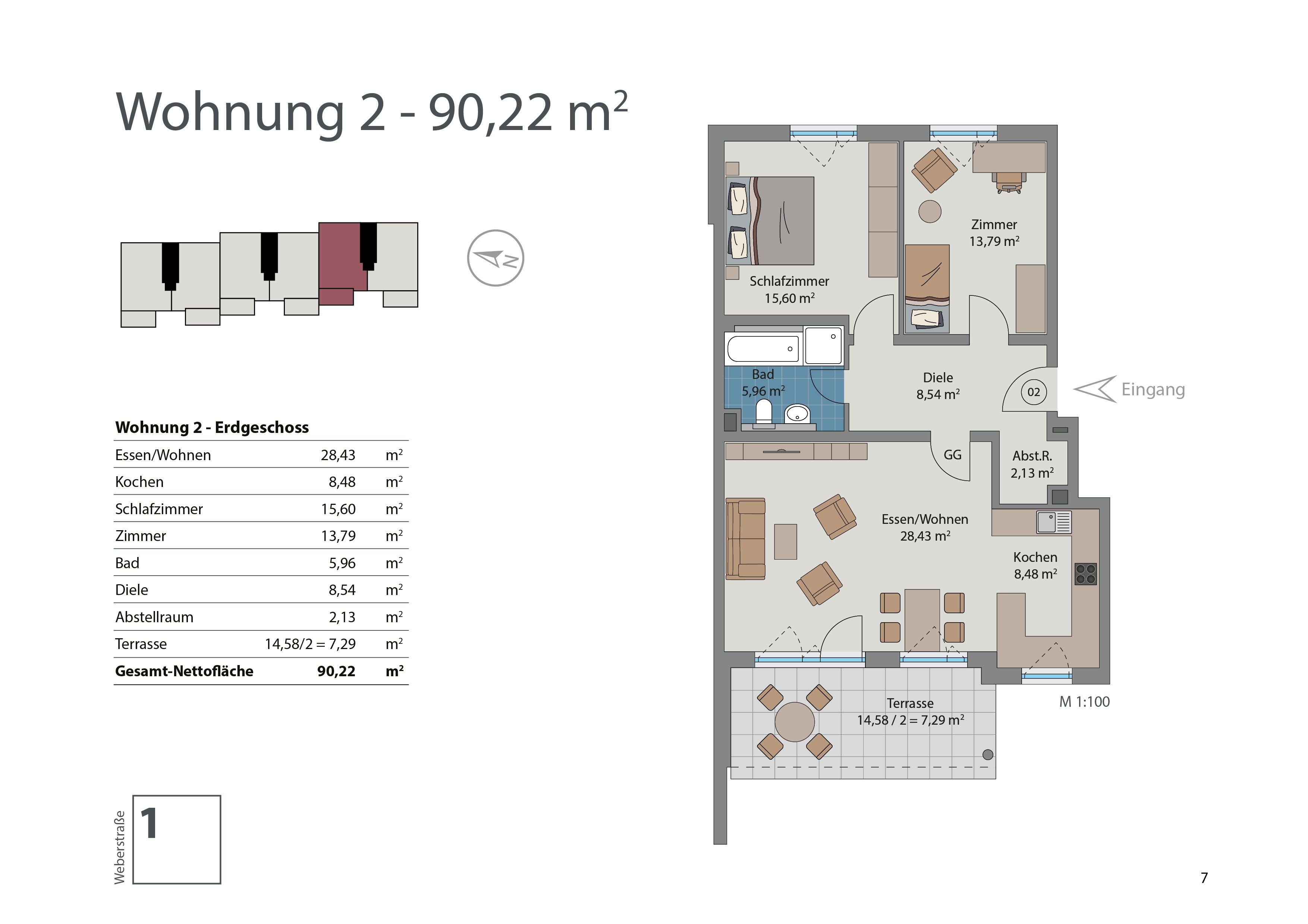 Wohnung zum Kauf provisionsfrei 483.300 € 3 Zimmer 90,2 m²<br/>Wohnfläche EG<br/>Geschoss Weberstr.1 Meitingen Meitingen 86405