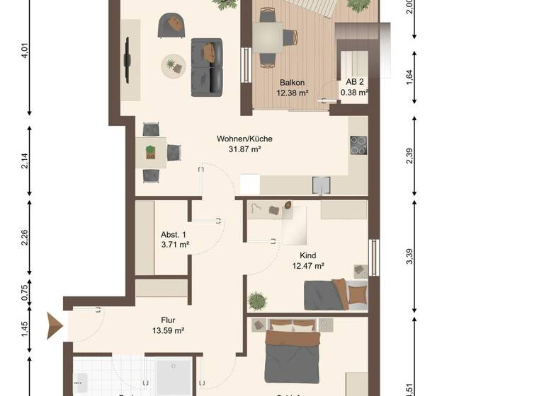 Wohnung zum Kauf 331.817 € 3 Zimmer 87,3 m² Wolmirstedt 39326