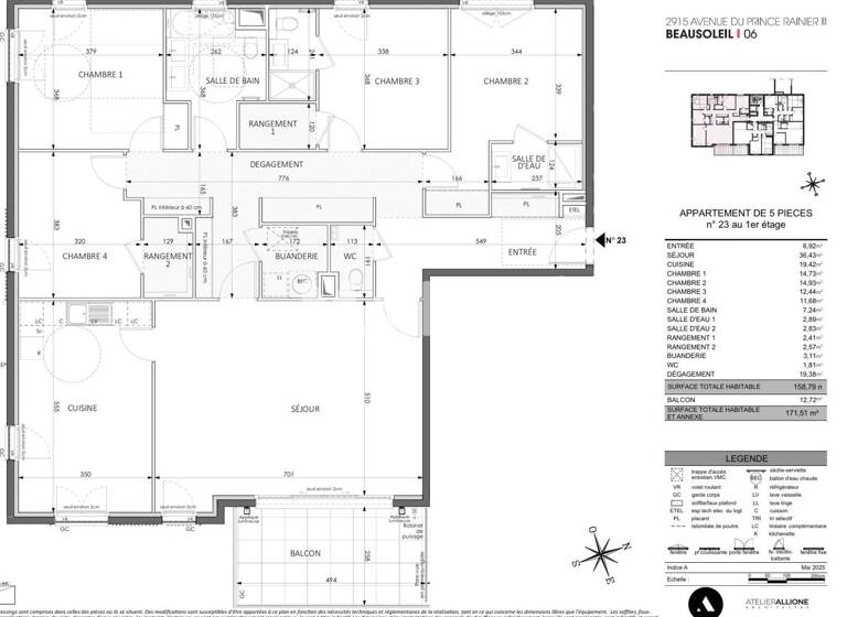 Studio zum Kauf 1.624.000 € 5 Zimmer 159 m² 1. Geschoss AVENUE DU PRINCE RAINIER III Centre Beausoleil 06240