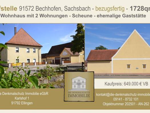 Haus zum Kauf 649.000 € 736 m² 1.728 m² Grundstück Sachsbach 14 Sachsbach Bechhofen 91572