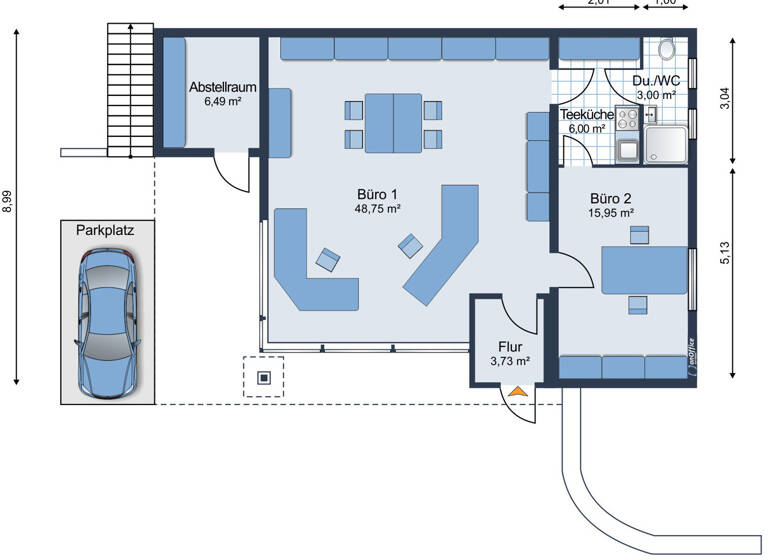 Bürofläche zur Miete 350 € 2 Zimmer 64,7 m² Bürofläche Geesthacht / Krümmel 21502