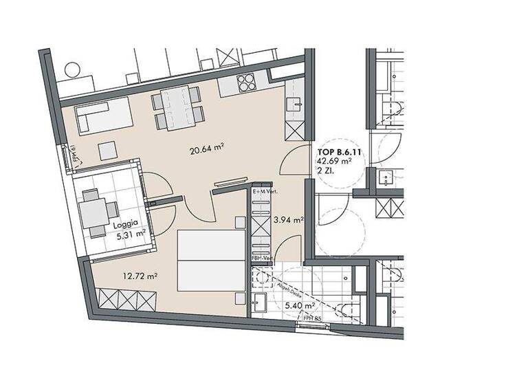 Terrassenwohnung zum Kauf - Erstbezug provisionsfrei 476.636 € 2 Zimmer 48 m² 6. Geschoss Sonnenburgstraße Wilten Innsbruck 6020