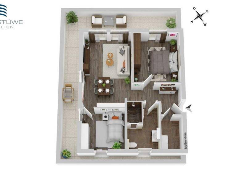 Terrassenwohnung zur Miete - Erstbezug 1.100 € 3 Zimmer 72,4 m² 3 Geschosse frei ab sofort Schulstraße Klink 17192