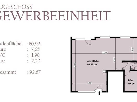 Büro zur Miete provisionsfrei 1.050 € 1,5 Zimmer 92,7 m² Bürofläche Ludwigstraße 2 A Obertshausen 63179