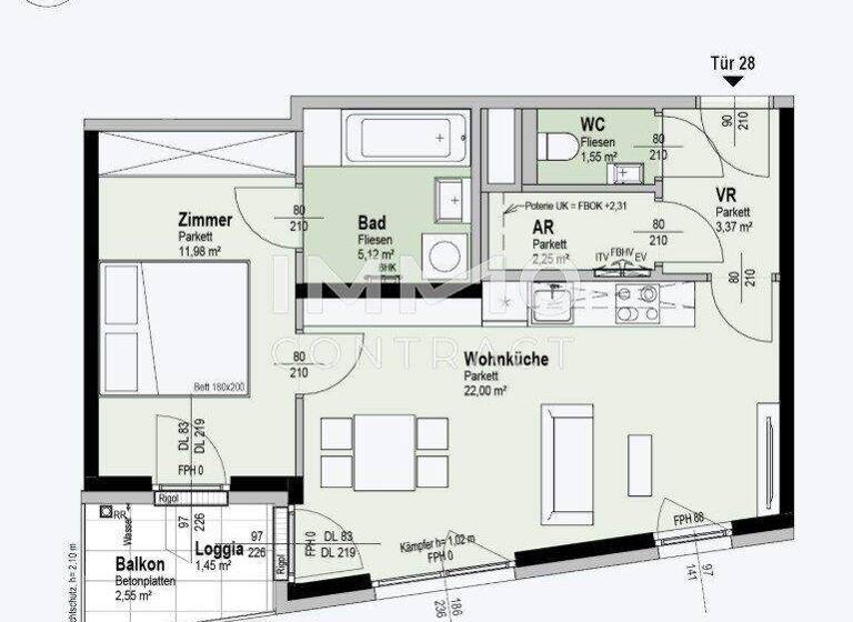 Wohnung zum Kauf - Erstbezug 320.200 € 2 Zimmer 47,7 m² 4. Geschoss Wien 1210