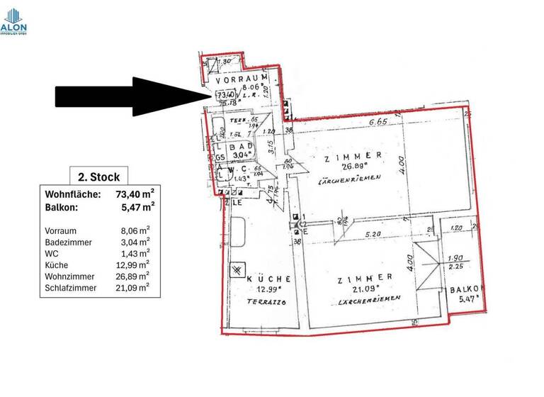 Wohnung zum Kauf 455.000 € 2 Zimmer 73,4 m² 2. Geschoss Wien 1190