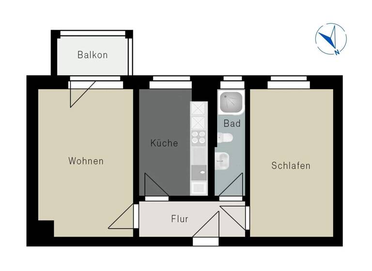 Wohnung zum Kauf 100.000 € 2 Zimmer 44,8 m² 1. Geschoss Möckern Leipzig 04159