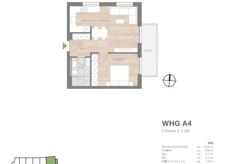 Wohnung zum Kauf - Neubau provisionsfrei als Kapitalanlage geeignet 469.000 € 2 Zimmer 53,2 m² Schillerstraße 22 Dachau 85221