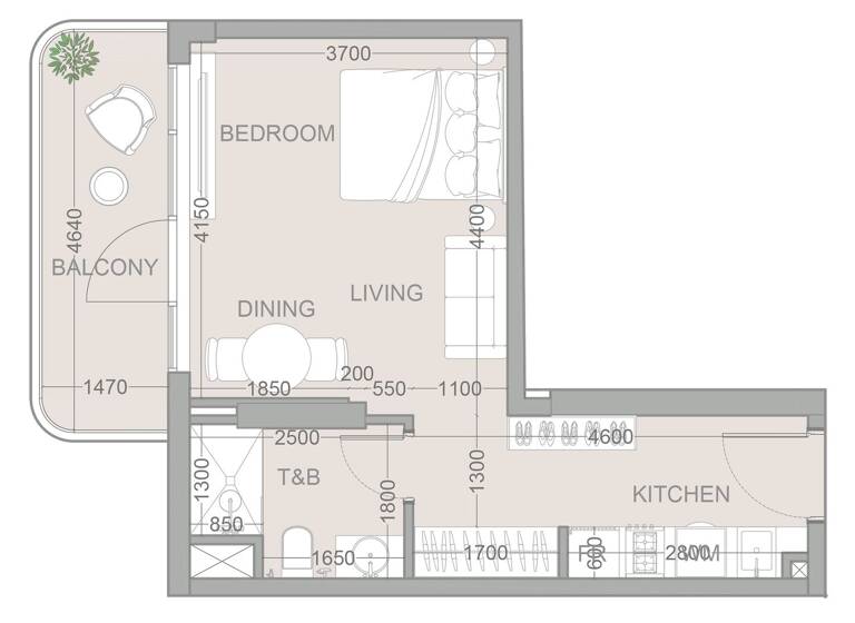 Wohnung zum Kauf provisionsfrei 202.317 € 2 Zimmer 42,8 m² Dubai 00000