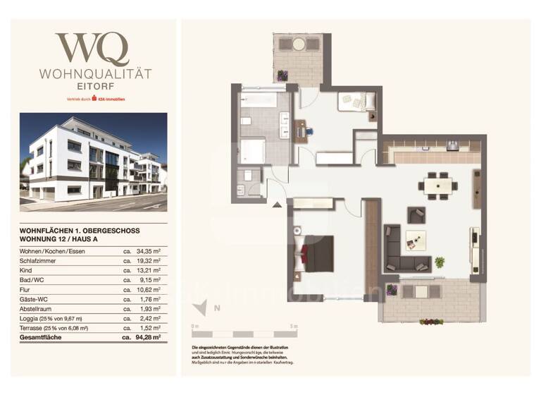 Wohnung zur Miete - Erstbezug 1.175 € 3 Zimmer 94,2 m² 1. Geschoss Eitorf 53783