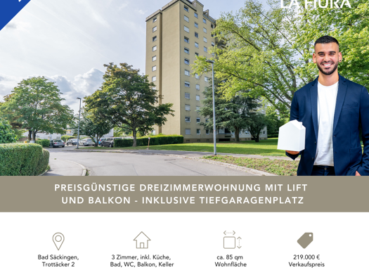 Wohnung zum Kauf 199.000 € 3,5 Zimmer 85,4 m² 4. Geschoss Trottäcker 2 Bad Säckingen 79713