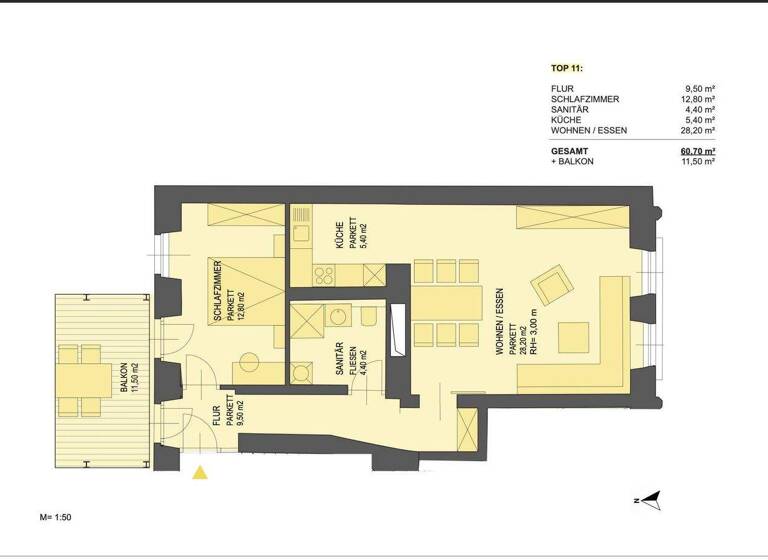 Wohnung zur Miete - Erstbezug 591 € 2 Zimmer 62,4 m² 2. Geschoss Eggenberg Graz 8020
