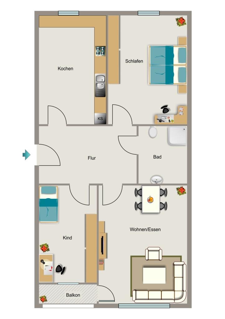 Wohnung zur Miete 565 € 3,5 Zimmer 66,4 m²<br/>Wohnfläche 2.<br/>Geschoss Hohle Eiche 21 Westliche Stadtmitte Ahlen 59227