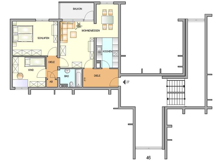 Wohnung zur Miete 516 € 3 Zimmer 75 m² 4. Geschoss frei ab 01.06.2026 Hohenbirker Straße 46 Nord Remscheid 42855