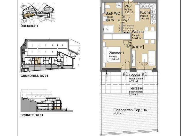 Wohnung zur Miete - Erstbezug 736 € 2 Zimmer EG Bründlgraben 45 Krems an der Donau 3500