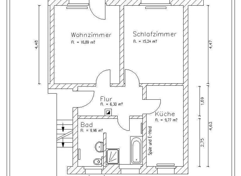 Wohnung zur Miete 345 € 2 Zimmer 60,5 m² 3. Geschoss frei ab 01.01.9999 Weststr. 12b Kaßberg Chemnitz 09112