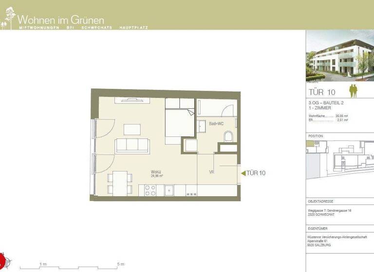 Studio zur Miete 473 € 1 Zimmer 35,1 m² 2. Geschoss frei ab 15.04.2026 Schwechat 2320