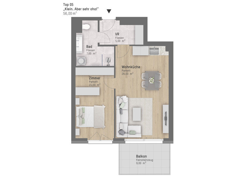 Wohnung zum Kauf 419.900 € 2 Zimmer 55,6 m²<br/>Wohnfläche Rieglgasse 1 Wien 1210