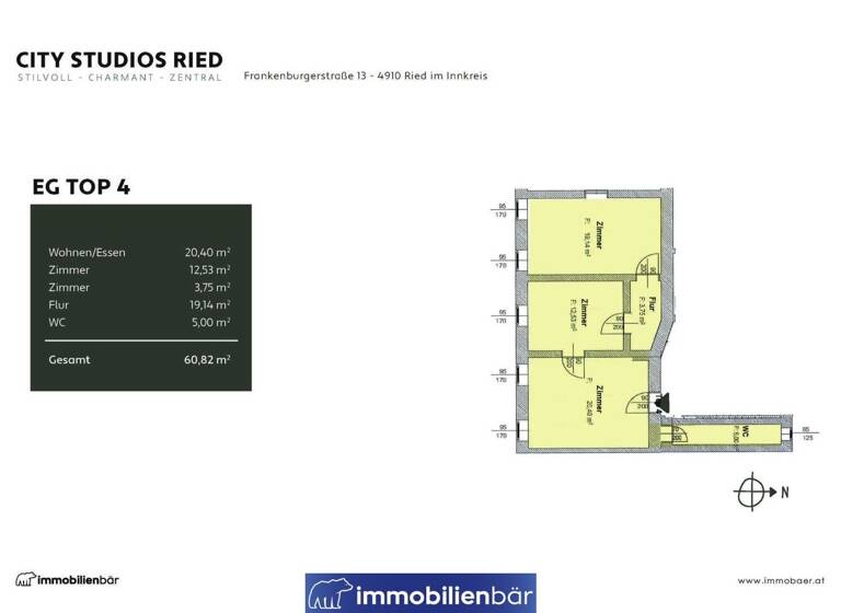Büro zum Kauf 159.000 € 2 Zimmer Frankenburger-Straße 13 Ried im Innkreis 4910