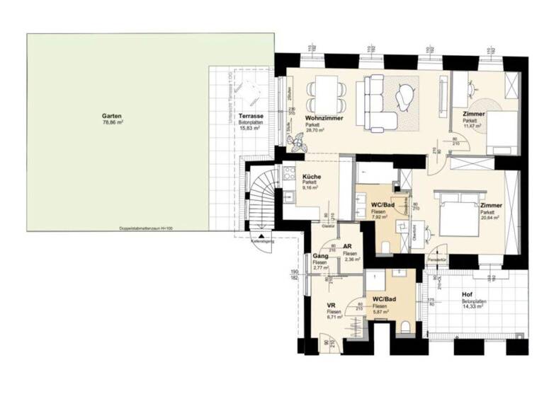 Wohnung zum Kauf - Erstbezug 845.000 € 3 Zimmer 96,8 m² EG Krongasse 6 Wien 1050