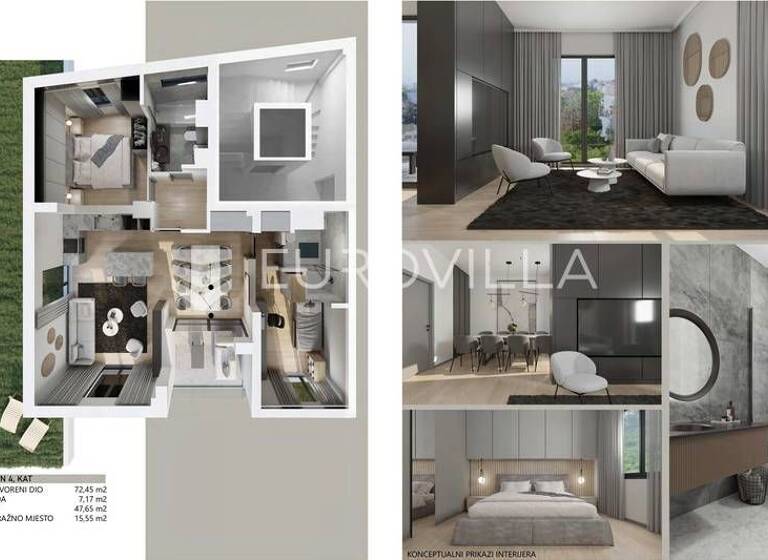 Wohnung zum Kauf 590.000 € 2 Zimmer 92 m² 1. Geschoss Dugi dol Maksimir 10000