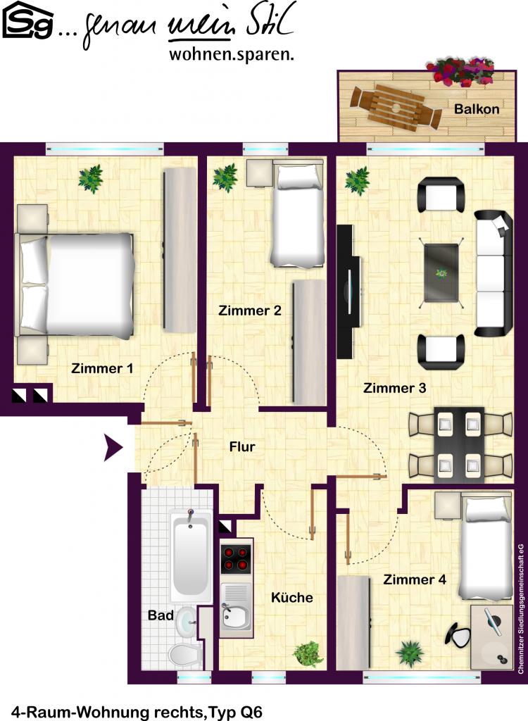 Wohnung zur Miete 459 € 4 Zimmer 74 m²<br/>Wohnfläche 3.<br/>Geschoss ab sofort<br/>Verfügbarkeit Altendorf 924 Chemnitz 09116