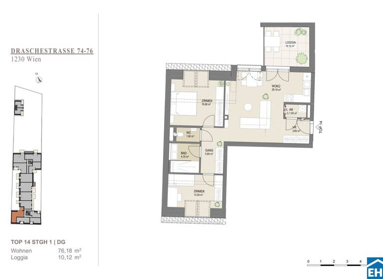 Wohnung zum Kauf - Erstbezug 440.100 € 3 Zimmer 76 m² 2. Geschoss Draschestraße Wien 1230
