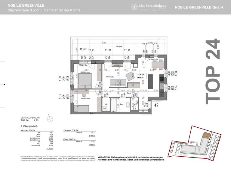 Wohnung zum Kauf - Erstbezug 307.000 € 3 Zimmer 71,1 m² 2. Geschoss Kematen an der Krems 4531