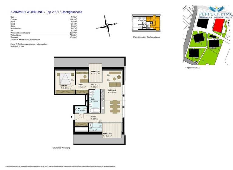 Wohnung zum Kauf 547.000 € 3 Zimmer 72,9 m² Hohenweiler 6914