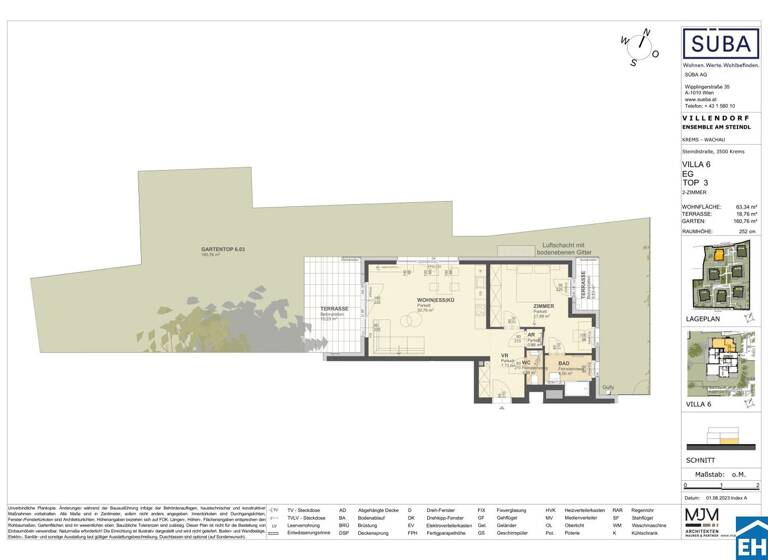 Wohnung zum Kauf - Erstbezug 398.000 € 2 Zimmer 63,3 m² EG Steindlstraße Krems an der Donau 3500