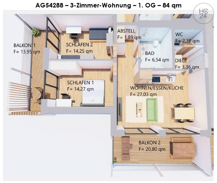 Wohnung zur Miete Wohnen auf Zeit 1.680 € 3 Zimmer 84 m²<br/>Wohnfläche 01.02.2025<br/>Verfügbarkeit Kaufbeuren Kaufbeuren 87600